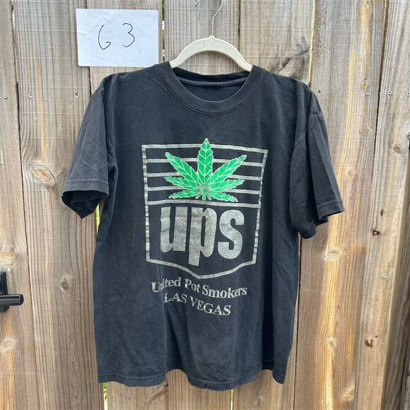 Vintage 90s United Pot Smokers Parody Tee Black Unisex M/L Las Vegas - Picture 1 of 13